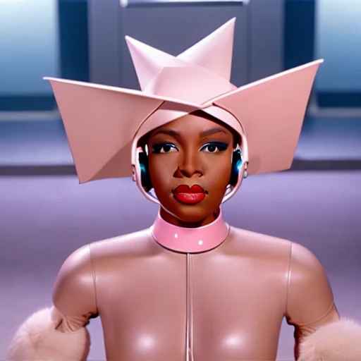 a closeup portrait of an android with the face of a black woman, futuristic scifi, cyberpunk style, tchnclr style