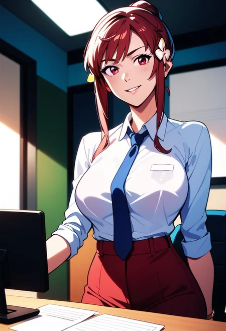 score_9_up, score_8_up, score_7_up, extreamly detailed, beautiful detailed face, complex detailed background, completely clothes, BREAK,
KURENAI RIN (BIG ORDER), KURENAI RIN office UNIFROM, office lady, office