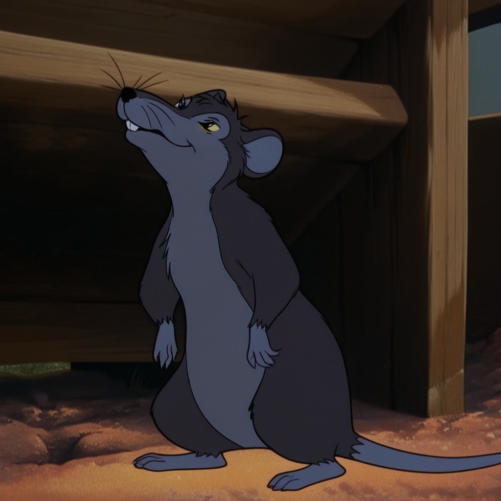masterpiece, best quality, amazing quality, templetoncwil, feral, male, rat_boy, grey fur, black eyes, yellow sclera, standing, outside, solo