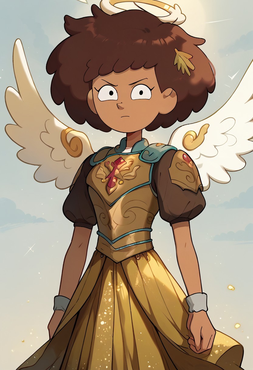 score_9, score_8_up, score_7_up, 1girl, nocunoct, anneboonchuy, brown hair, dark-skinned female, short hair, (((six angel wings))), three pairs of wings, solo, bright light shinning in the background, armour, golden silk long skirt, looking a viewer
BREAK, (masterpiece, best quality, highly detailed), expressiveh, floating