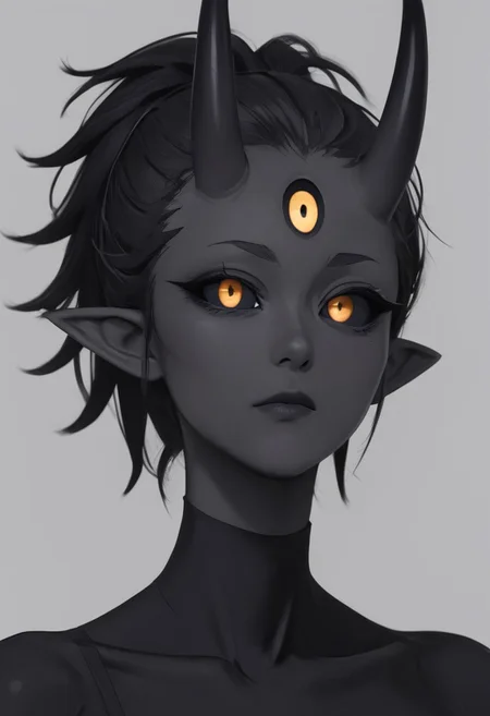 score_9, score_8, score_7, score_6, (masterpiece), best quality, expressive eyes, perfect face, ((te'kharoth, third eye), tail, horns), spiky hair, messy hair, ponytail hair, thick hair, black hair, black sclera), 1girl, gold eyes, wings, BREAK, armor, line under eyes