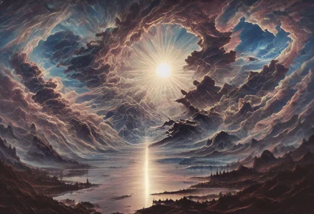 serene night, beautiful sky, apocalyptic, silhouette, Complex landscape, best quality, pastel colors, light blue tint, aesthetic Ethereal, Effulgent, Idyllic atmosphere, Tranquil, ethereal quality, cinematic volume, Twinkling lighting, glowing aura, global illumination, glowneon, Anisotropic Filtering, Unrivaled Opus, Unconventional, hyper detailed, HDR,