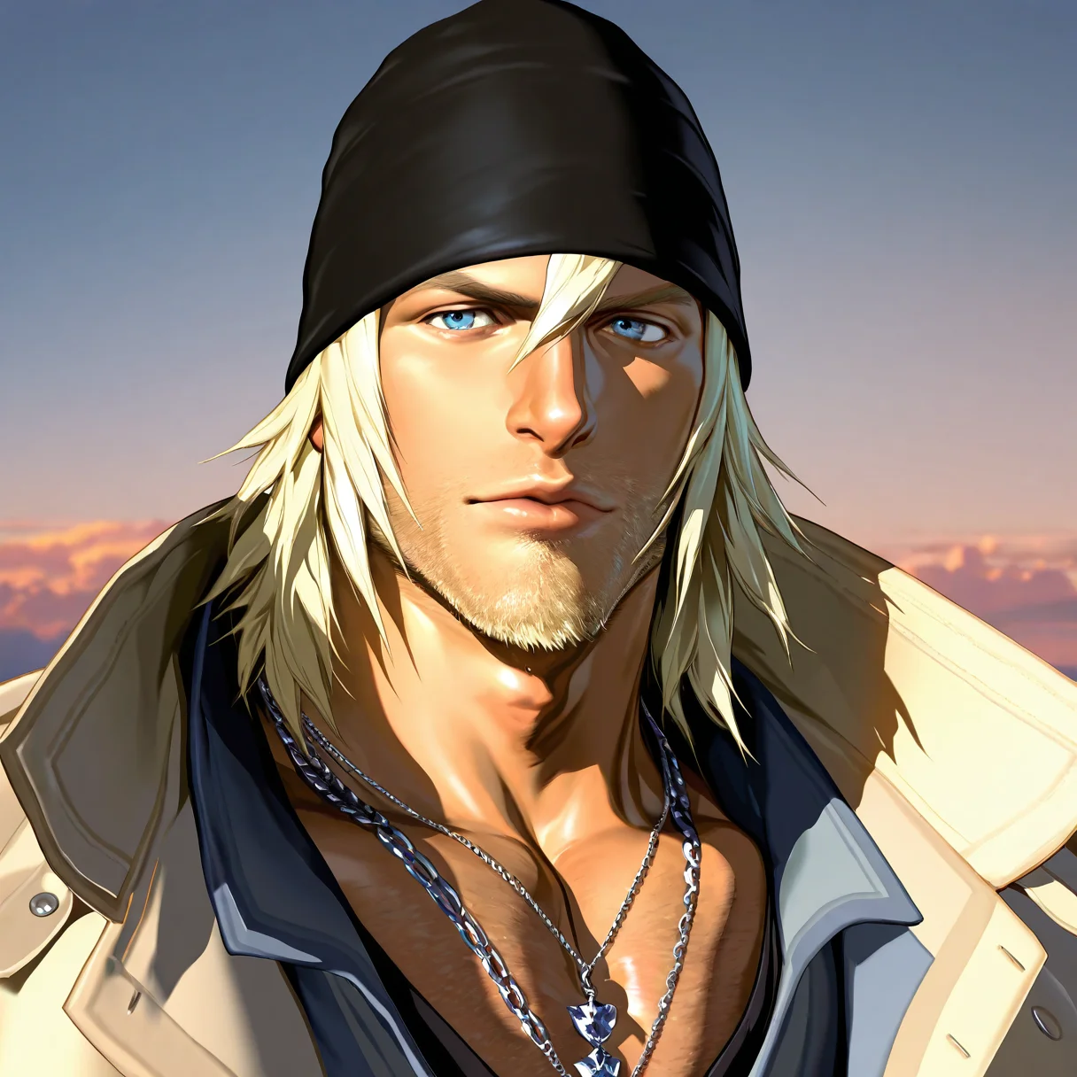 1male, solo, snowvilliers, solo, blonde hair, 1boy, hat, jewelry, blue eyes, male focus, necklace, lips, facial hair, beard, realistic, stubble, beanie, dizdoodz, sky background, daylight,
masterpiece, best quality, absurdres, newest, perfect quality, best quality, absolutely eye-catching, details, intricate details