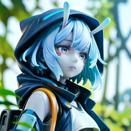 score_9, score_8_up, score_7_up, score_6_up, moyo, antennae, facial mark, grey skin,
1girl, solo, light blue eyes, light blue hair, nature background, hood, jacket, cropped jacket, cropped top, science fiction, short hair, solo, upper body, scouter,
<lora:moyo_race_v1:0.8>
<lora:add-detail-xl:1>,