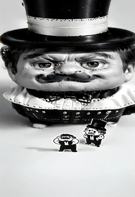 ((((((black and white,wideputinmeme))))),((small man with mustache, top hat, kenbis, chibi, chibi, male only, male, male chibi, monocle, art deco, thick mustache, comically large mustache, handlebar mustache, tiny, multiple men, shrunk, microxl, some little guys, high angle, from above)), bwMovies, realistic, photo, vintage photo, ((very small man, small man, a small man, a man who is small, a small man)), an unapologetically small human male, black and white, smiling, very happy, euphoric, ecstatic, wonderful small men, large smile, huge smile