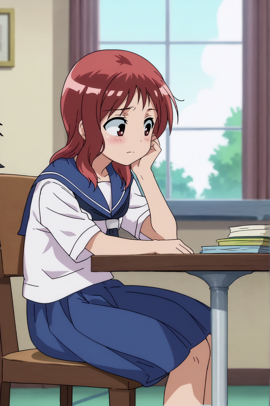 score_9, score_8_up, score_7_up,anime_source, source_anime, best background, detailed background, anime screencap,  Hisa Takei, kiyosumi school uniform, blush, sitting, table, mahjong game, <lora:JN_Hisa_Takei:0.8>