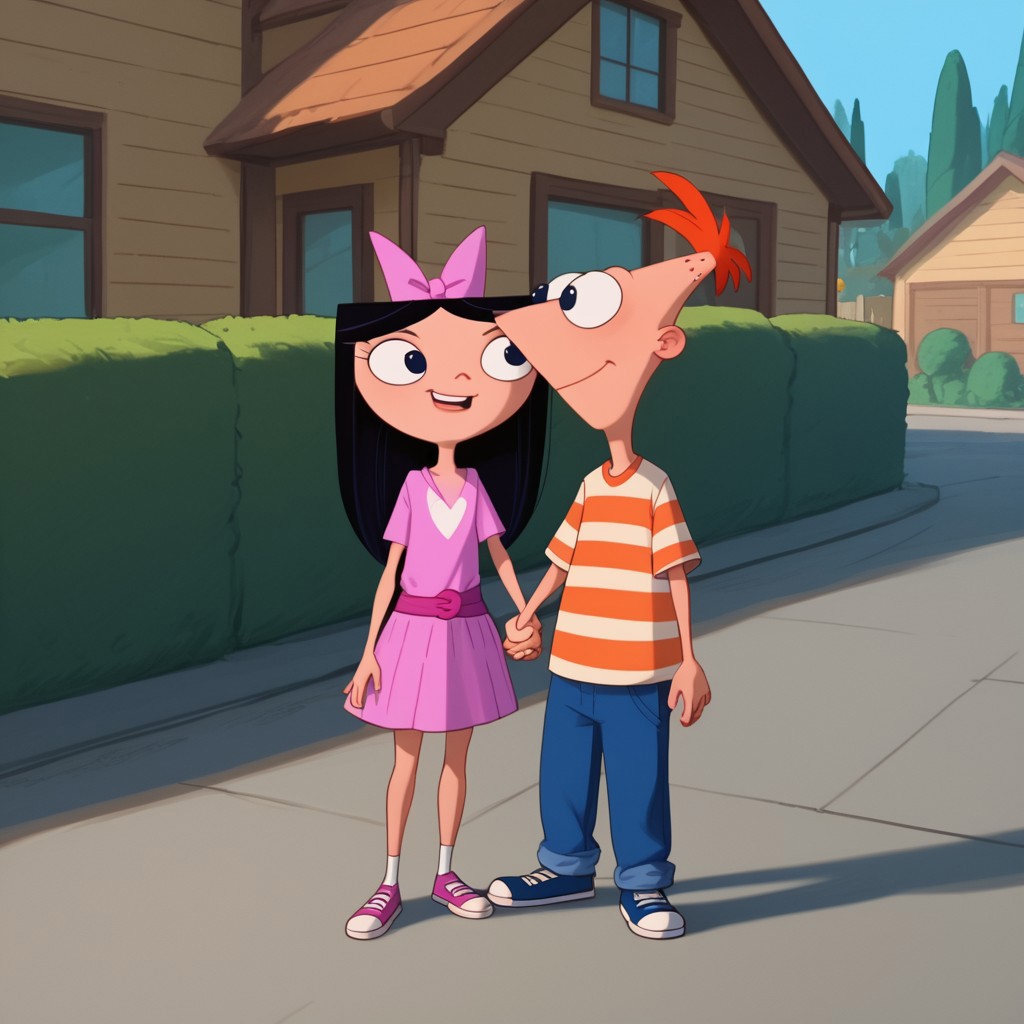 score_9, score_8_up, score_7_up, score_6_up, score_5_up, score_4_up, 1boy, 1girl, PhinBella, holding hands