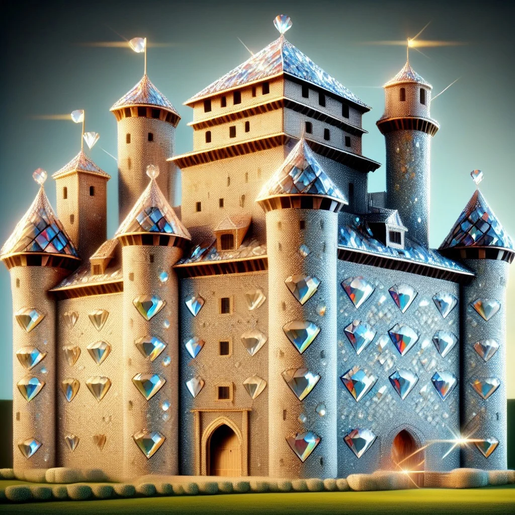 (photorealistic), castle made of diamonds, iridescent, score_9