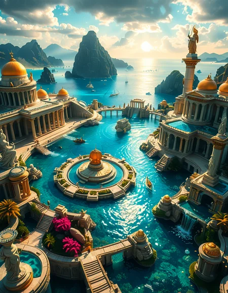 A breathtaking view of the lost city of Atlantis, submerged beneath crystal-clear ocean waters. The city showcases a magnificent blend of ancient Greek and futuristic architecture, with towering marble temples, golden domes, and intricate carvings glowing under the soft bioluminescent light of coral reefs. Majestic pillars and archways, partially covered in coral and algae, rise from the ocean floor, creating an atmosphere of mystery and forgotten grandeur. The sunlight filters through the water, casting shimmering patterns on the grand stone pathways and illuminating massive statues of gods and mythical beings, eroded by time. The scene is peaceful and awe-inspiring, with an ethereal blue glow enhancing the dreamlike, almost magical quality of this underwater utopia. No marine creatures or human presence disrupt the timeless serenity of this lost civilization.
 <lora:atl4nt1s:1>,atl4nt1s,<lora:SDXLFaeTastic2400:0.4> <lora:extremely_detailed:0.4> extremely detailed, Masterpiece,best quality,hi res,8k,hi res,8k,award winning,(sharp focus, intricate, highly detailed),