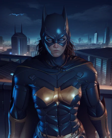 score_9,score_8_up,score_7_up,score_6_up,
batgirlbg,blue eyes,brown hair,
bodysuit,mask,cape,armor,helmet,serious,looking at viewer,
upper body,standing,
night,rooftop,cityscape,Gotham city,
solo,<lora:batgirlBGXL-11:1>,