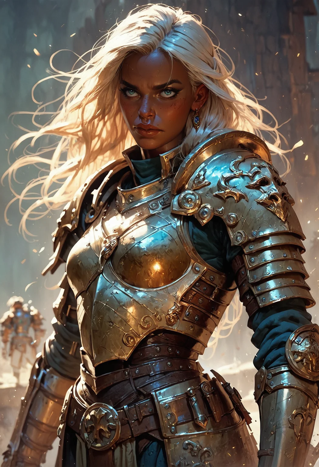 score_9, score_8_up, score_7_up, score_6_up, score_5_up, score_4_up,<lora:Fant5yP0ny:0.8>, woman in armor standing in a battlefield,armor,dark skin,medieval,fantasy,solo focus,epic