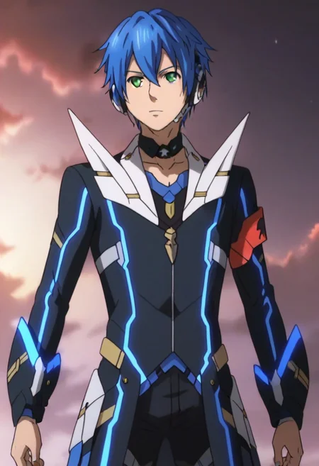 ((masterpiece)), ((best quality)), ((ultra-detailed)), ((absurdres)), score_9_up, score_8_up, score_7_up,
HD, top quality, best quality, amazing quality, High-quality illustrations, anime screencap, source_anime, best aesthetic, perfect proportions, perfect eyes, 1boy, 1male, solo boy, solo male, male focus, solo male focus, Anime, boy, male anime character, anime boy, handsome, cute, charming, Itsuki Tachibana, blue hair, green eyes, headphones, neck collar, ((cowboy shot head to hips shot)), ((facing front, front view)), easynegative, updn, Expressiveh, masterpiece, best quality, very aesthetic, absurdres