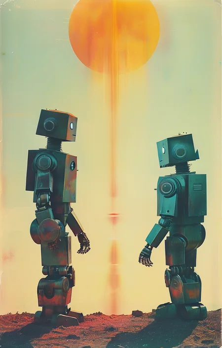 masterpiece,best quality,<lora:tbh252-sdxl:0.9>,illustration,style of Solargram portrait of Housework robots