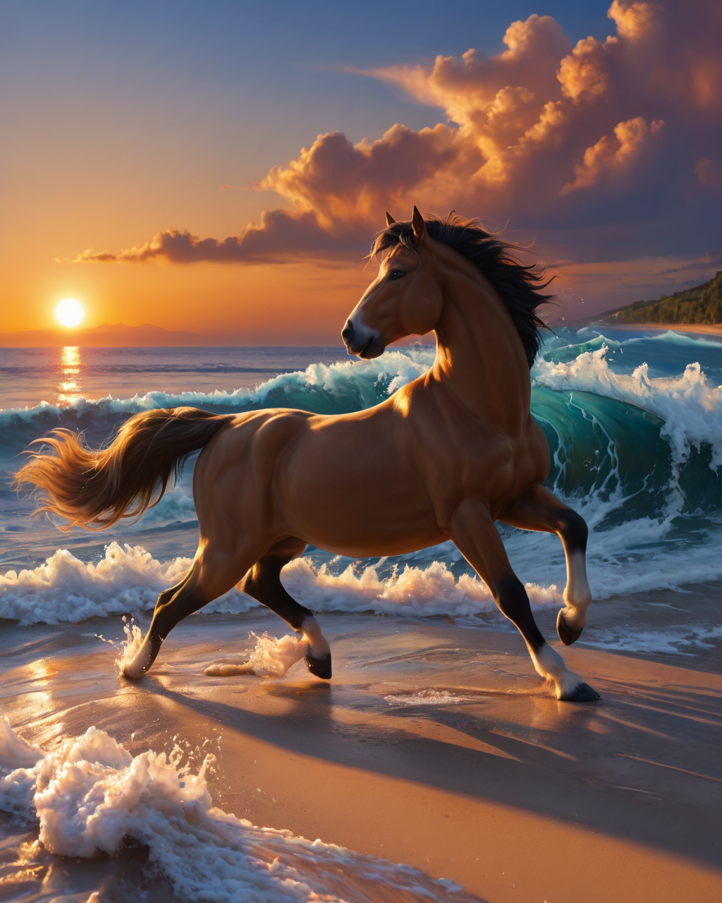 score_9, score_8_up, score_7_up, intricately detailed, rating_safe,
<lora:thefuckingdevil_PDXL_V1:1>,
1boy(feral furry, beautiful, black stallion, running, movement lines, side view, joyful, happy, full body), ireland, trail in the sand behind the horse, beautiful beach, galloping along the edge of the ocean, sunrise, epic lighting, foam, waves, morning, sunshine, low angle viewpoint, epic lighting, depth of field, detailed background, 
<lora:ral-chrosc-clr:0.7>, ral-chrosc-clr,
<lora:xl_more_art-full_v1:0.4>,
<lora:add-detail-xl:0.4>