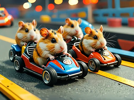 severl hamsters in go carts racing <lora:add-detail-xl:1> <lora:MJ52:0.6>