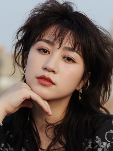 There are wonderful studio lights and various reflections,18yo beautiful cute girl with blushing and female orgasm,looking at viewer,she skin is naturally showing the texture of blood vessels and detailed pale skin,her thin face is very delicate,(full body:0.8),(cowboy shot:1.3),
--,<lora:Ma_Li_majicf1_rank2_bf16:1>,she is Ma Li,chinese actress,
--,The image is a portrait of a young Asian woman with long dark hair and bangs.  Her female orgasm blush and tears flow,full of sexual desire,Her is resting her chin on her hand. The background is blurred,but it appears to be an outdoor setting with a building visible in the distance. The overall mood of the image is lascivious and erotic.,,