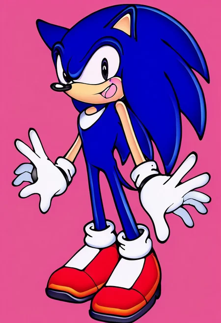 score_9, score_8_up, colored pencil, sketch, Break
sketch, 1boy, male focus, gloves, furry, furry male, solo, shoes, full body, animal ears, animal nose, open mouth, tail, simple background, teeth, smile, body fur, socks, outstretched arms, outstretched arm, spiked hair,
sonic the hedgehog, LuisEXE, 1boy, Hedgehog, dark blue fur, softer arms, black eyes, small reddish glowing pupils, black sclera, colored sclera slightly pink bloody tears, slimmer, white gloves, red shoes, two tone fur, horror,
thin arms, narrow shoulders, petite,
hand on hip, finger wag
cowboy shot, standing, looking at viewer, smile, upper body:2,
heavy lines:4, line art:2, flat colors:2