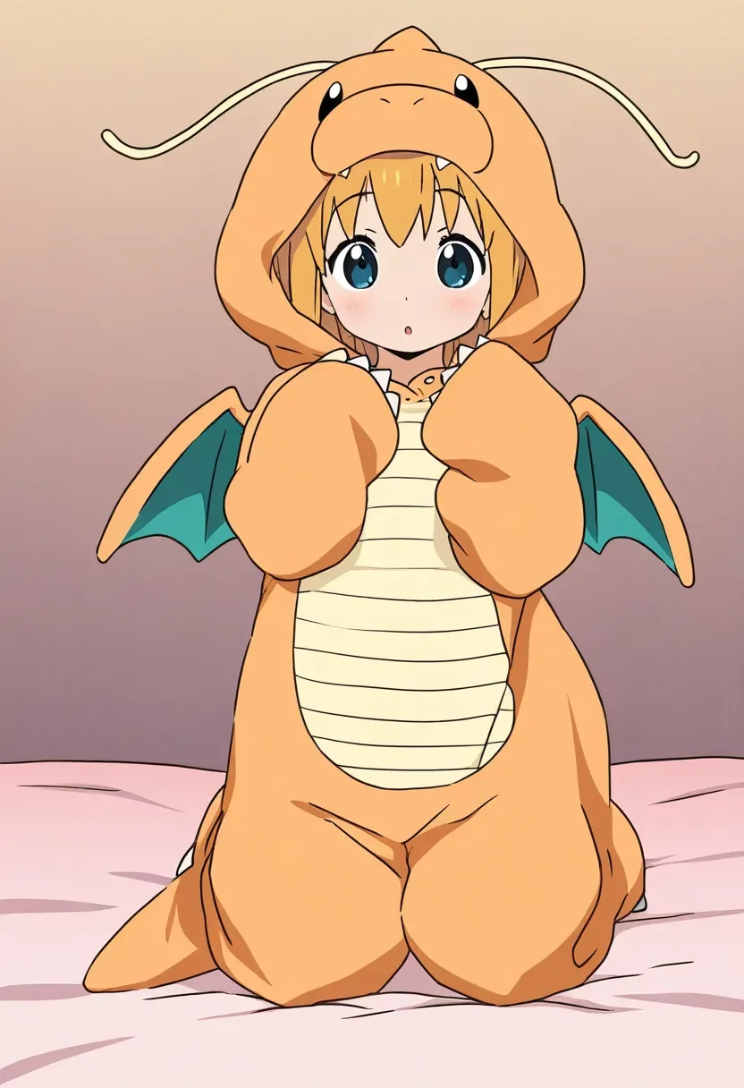 1girl, solo, dragonite, kigurumi, masterpiece, best quality