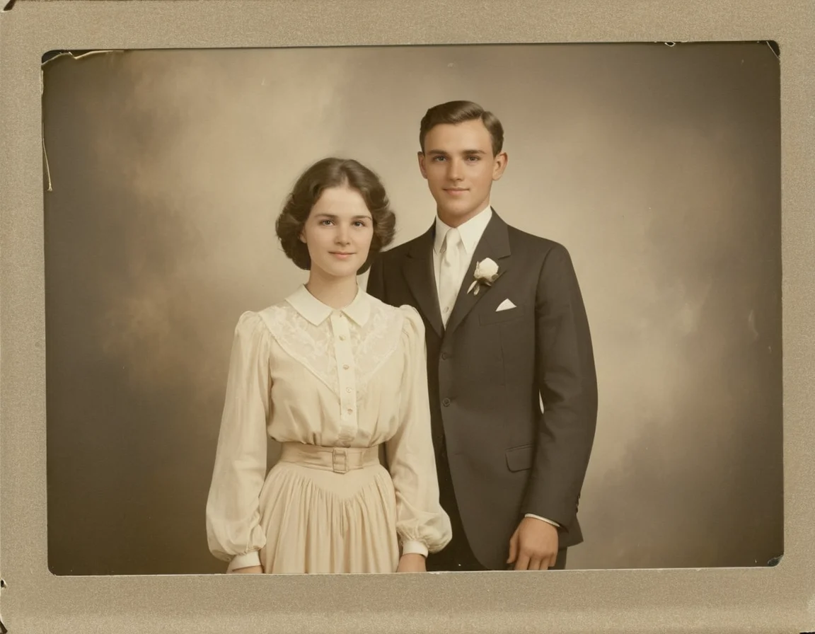 multiple boys, loving look, artist name, dress, formal, little smile, shirt, long sleeves, husband and wife
sepia