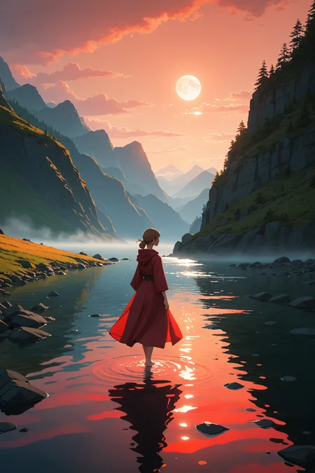 by (((Andreas Rocha) and NHK Animation) and Elizabeth Gadd) and Stephen Hickman, <lora:EnvyFeverDreamXL01a:0.60> , depth of field,