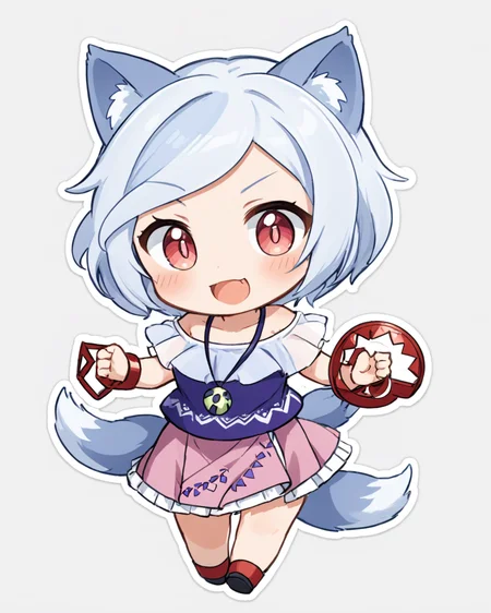 mitsugashira enoko, instrument, open_mouth, fang, white_background, simple_background, 1girl, solo, jewelry, skirt, blush_stickers, wolf_tail, :d, chibi, v-shaped_eyebrows
<lora:mitsugashira_enoko_image296_2023-12-20-000030:1>,star-shaped_pupils,symbol-shaped_pupils,. gorgeous,key visual, vibrant, studio anime,award-winning, professional, highly detailed,high budget, cinemascope