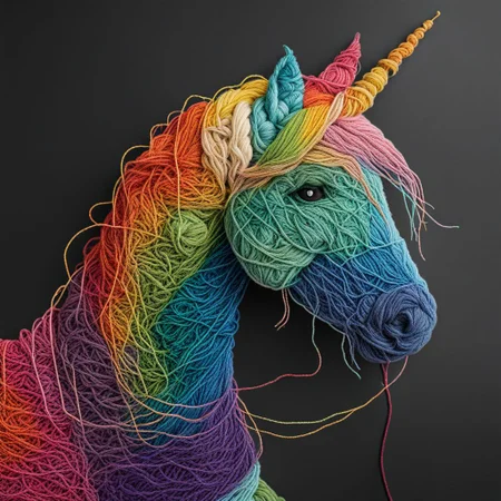 A rainbow unicorn Yarn art style <lora:SDXL_Yarn_Art_Style:1.0>