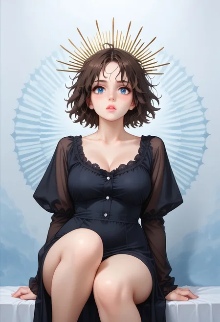 score_9, score_8_up, score_7_up,
masterpiece, best quality, detailed, amazing quality,
detailed background,
detailed eyes, clean eyes,
dynamic pose, blush,
easynegative,
slutty_m3l0dy, pale skin, short hair, blue eyes, dark brown hair, messy hair, curvy, black dress,
h3l0cr0wn, spiked crown, headwear