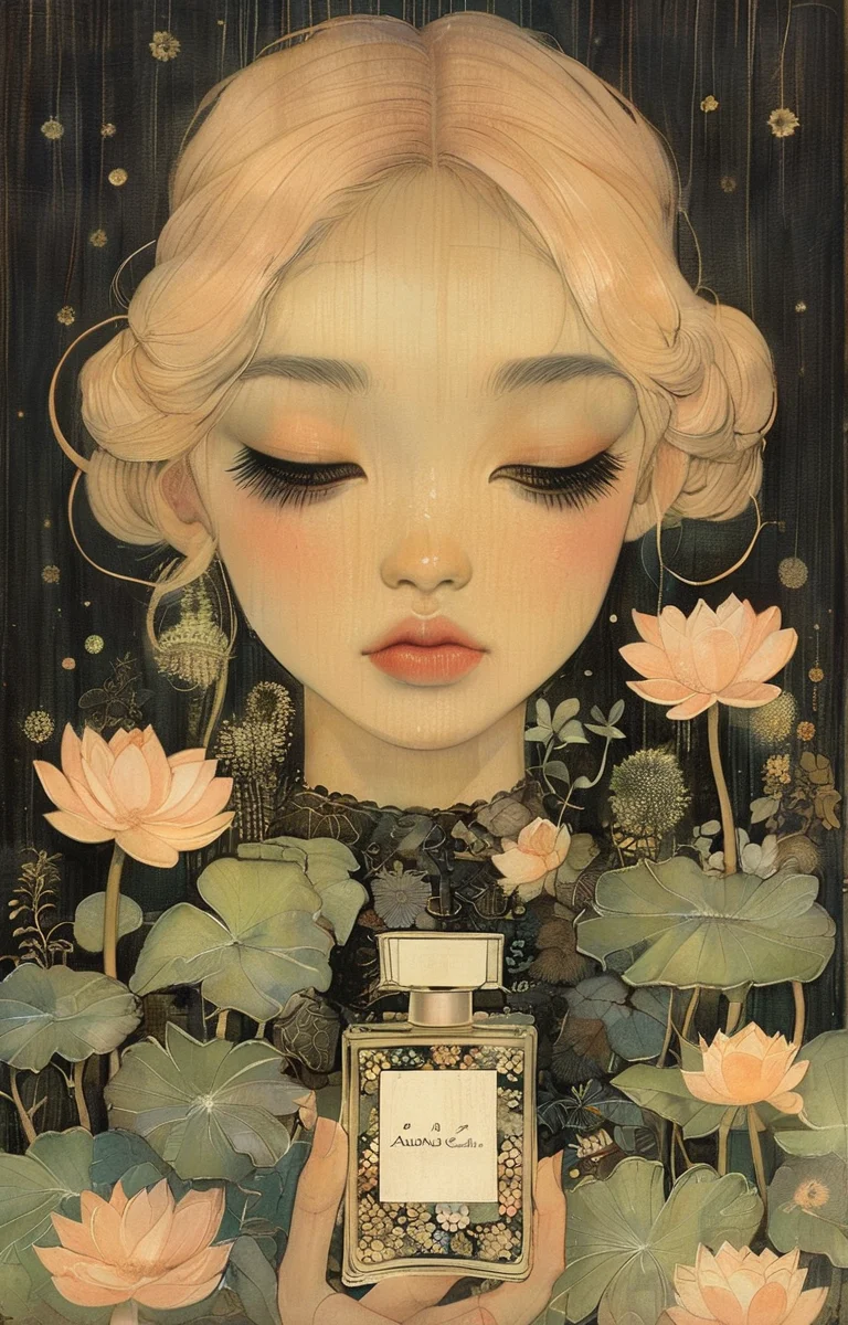 masterpiece,best quality,<lora:tbh280-sdxl:0.9>,illustration,style of Audrey Kawasaki
A bottle of perfume in garden