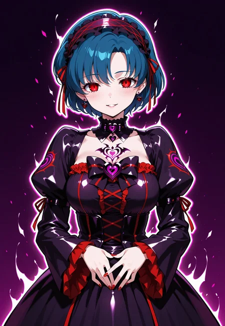 masterpiece, best quality, highres, absurdres, 1girl, mizuno ami, (corruption, dark persona:1.2), lolita_fashion