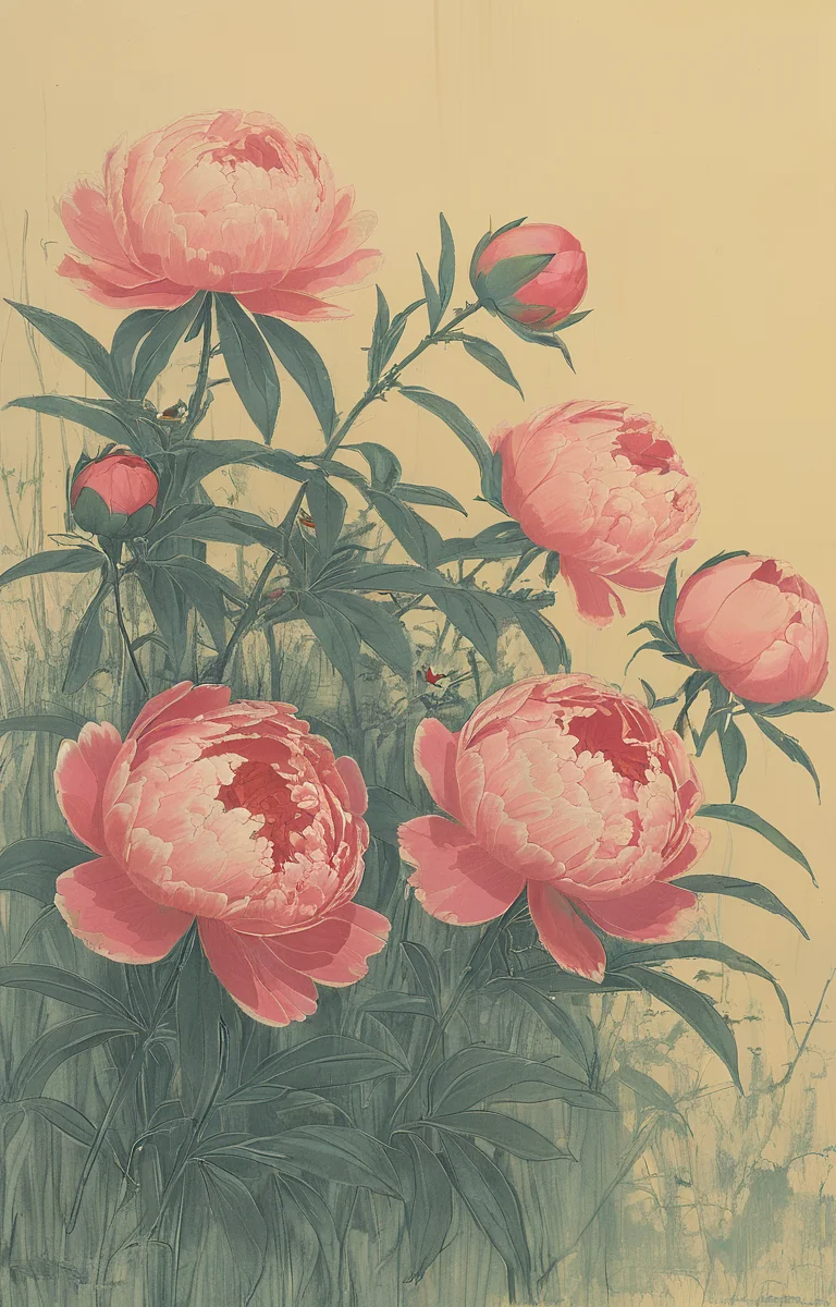 masterpiece,best quality,<lora:tbh35-sdxl:0.9>,illustration, decaying peonies