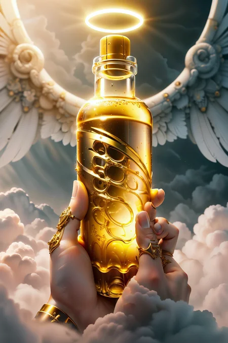 blessedtech, bottle of piss, intricate, detailed, sharp focus, epic lighting, <lora:BlessedTech:1>