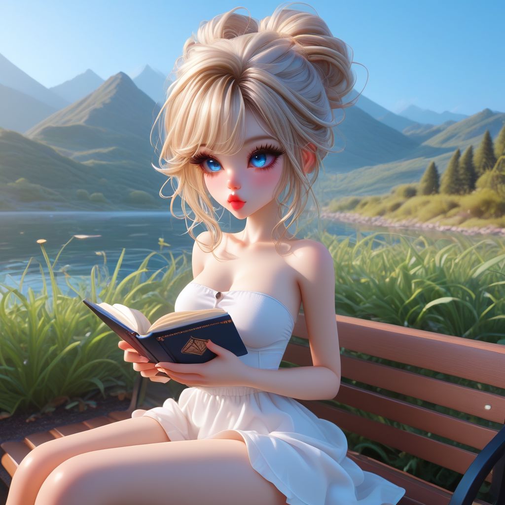 1girl, sitting on bench, reading a book, sundress, mountains
Expressiveh, BingBabexxx