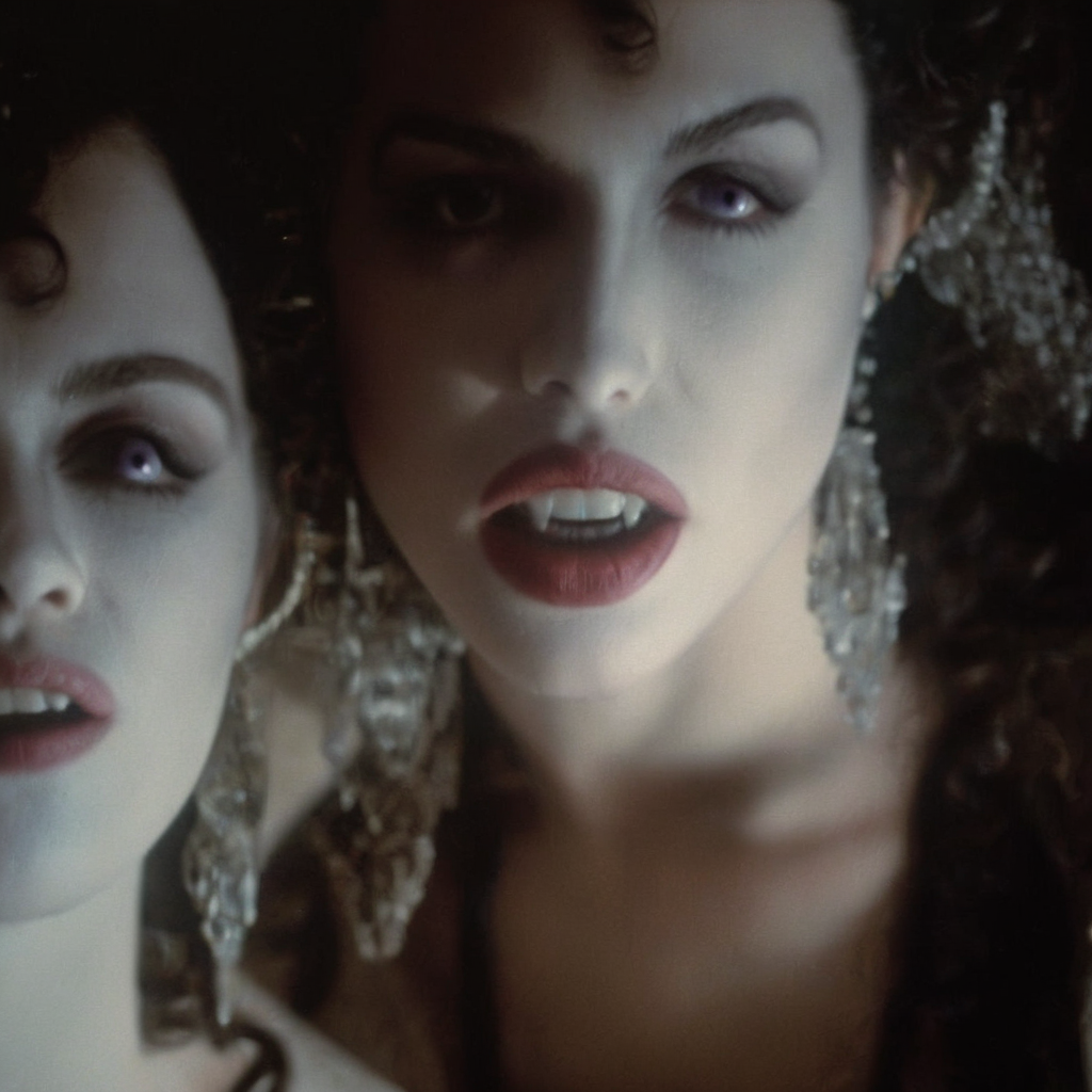 cinematic film still of  <lora:brides of dracula style:1>
full shot, Female Vampire three pale ice cold skin vampire women staring at camera in a brides of dracula dress with big naked breasts and vampire fangs teeth in year 800 BC, brides of dracula style, shallow depth of field, vignette, highly detailed, high budget, bokeh, cinemascope, moody, epic, gorgeous, film grain, grainy