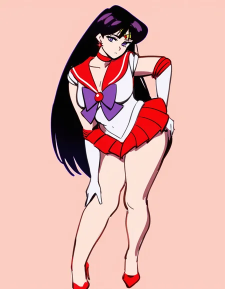 1girl, sailor-mars, standing, leaning, simple-background, masterpiece, best quality, newest, absurdres, highres