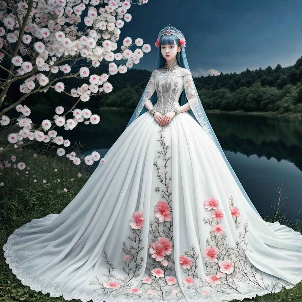original, (masterpiece), (illustration), (extremely fine and beautiful), (perfect details), (beautiful and clear background:1.25), (depth of field:0.7), (stands aside the river:1.15). (cute:1.3), (detailed beautiful eyes:1.3), (beautiful face:1.3), silver hair, silver ear, (pink hair:0.7), (pink ear:0.7), long hair, (hair blowing with the wind:1.1), (blue eye:1.1), (female internet celebrity:1.2), butterflys flying around, (moon light:0.6), tree, (summer), (night:1.2), (close-up:0.35), (gloves:0.8), solo,full body,hjy<lora:hjy-10:0.7>