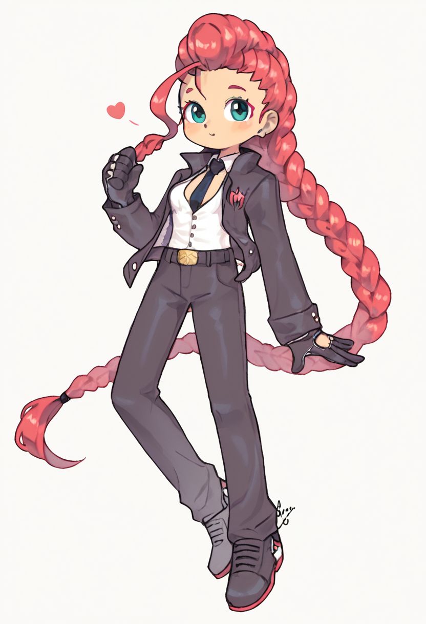 score_9, score_8_up, cviper, cute, red hair, single braid, sexysuit, full body, digital art, highly detailed, zPDXL