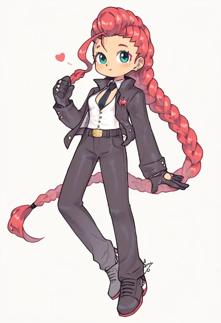 score_9, score_8_up, cviper, cute, red hair, single braid, sexysuit, full body, digital art, highly detailed, zPDXL