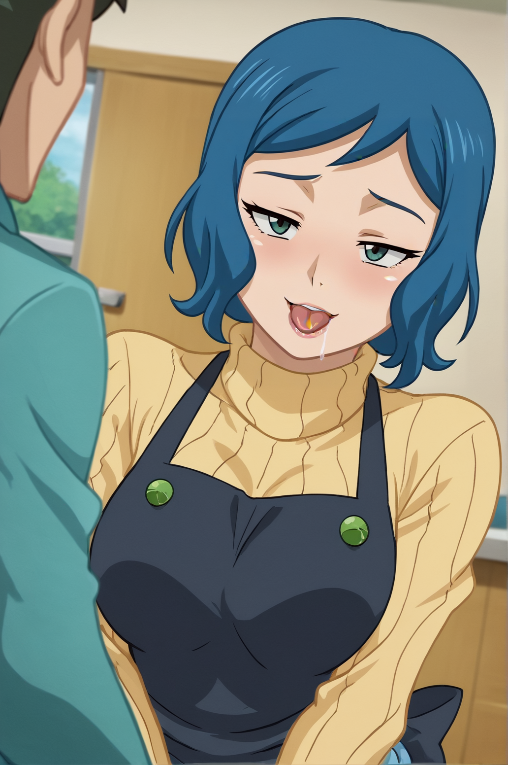 score_9, score_8_up, score_7_up,anime_source, source_anime, best background, detailed background, anime screencap,  Rinko, Home Outfit, horny, naughty face, indoors, cowboy shot , tongue out, saliva,  <lora:JN_Iori_Rinko:0.8>