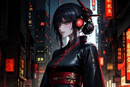 highly insanely detailed, masterpiece, top quality, best quality, highres, 4k, 8k, RAW photo, (very aesthetic, beautiful and aesthetic), ancient japanese cyberpunk, ancient chinese cyberpunk,
1girl, solo,
dark background,
<lora:two_side_up-1.0:0>âââ