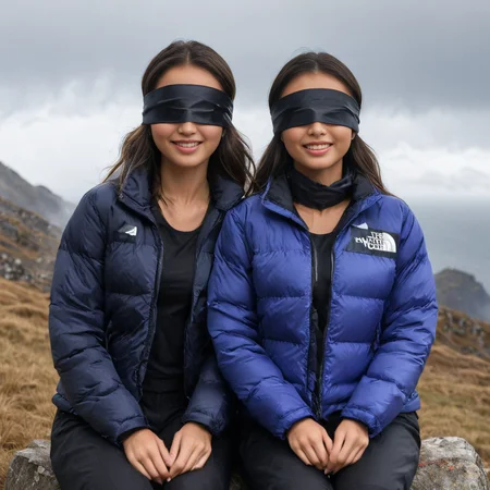 (((dark cinematic still with dark vibes))),one squatting two south american women,<lora:pufferdown_tnf_nuptse:0.7> tnf_nuptse jacket , satin_scarf_blindfold,smile,beautiful eyes,tea,stormy weather (mouth closed)
<lora:satin_scarf_blindfold:0.7>
<lora:WildcardX-XL-Detail-Enhancer:1>