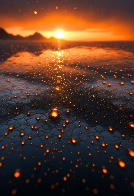 (by Ellen Jewett:1.5), (Bioluminescent Impressionism,  close up delicate silhouete of a fishnet catching the sunlight, making each thread and cell luminous and shinny, droplets of dew iridescent luminous and bright, orange sunset, golden hour, dense mist, monochrome and black shadows, orange light ethereal landscapes, dynamic light, depth of field, biotech emotion:1.3) <lora:xl_more_art-full_v1:0.5> <lora:add-detail-xl:1> <lora:RMSDXL_Creative:2>