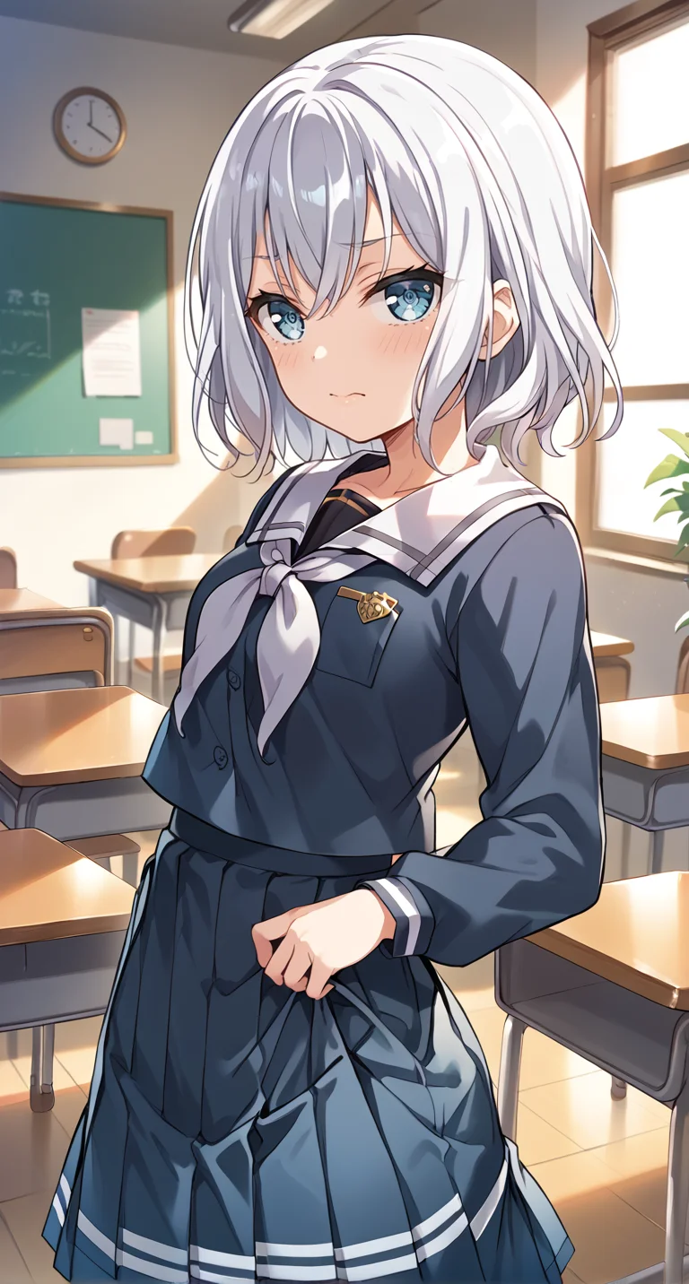 score_9,score_8_up,score_7_up,
official art,official style,game cg,megami magazine,
uncensored,
1girl,
bang dream!,
krtmsr school uniform,kurata mashiro,black skirt,blue eyes,grey serafuku,grey shirt,grey skirt,hair between eyes,long sleeves,neckerchief,sailor collar,school uniform,serafuku,shirt,skirt,white hair,
looking at viewer,pov,<lora:bang_dream_kurata_mashiro_pony:1>,