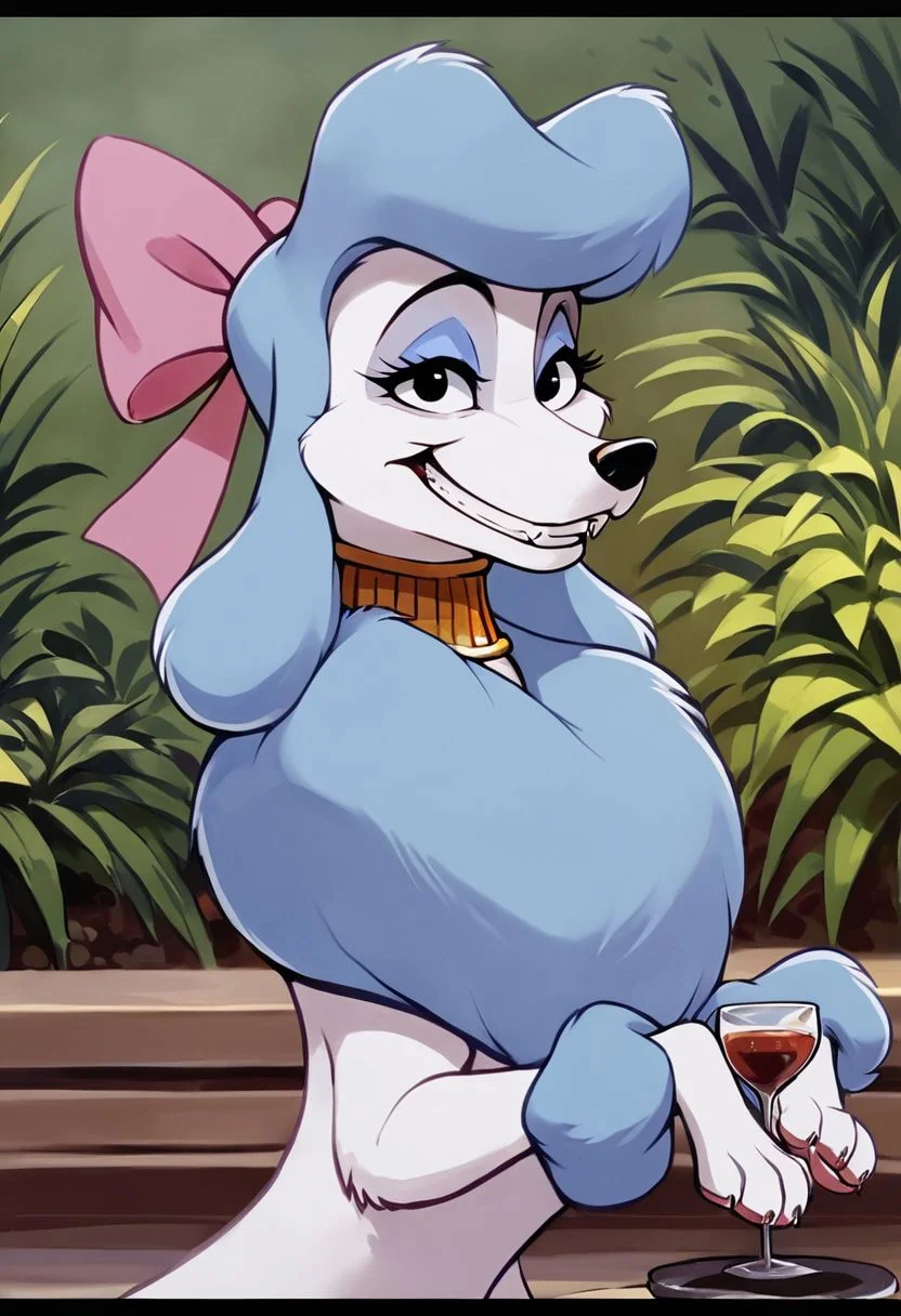 score_9,score_8,score_7,source_furry,
<1girl:1.5>,
<solo:1.5>,
georgette_oliver, georgette_poodle, 1girl, solo, furry female, furry, smile, bow, pink bow, hair bow, cup, letterboxed, parody, plant, grin, breasts, jewelry, style parody, upper body, teeth, poodle_girl, feral, dog, canine, poodle, sfw, safe,meme, Grimace,
detailed,
4k,
8k,
full hd,