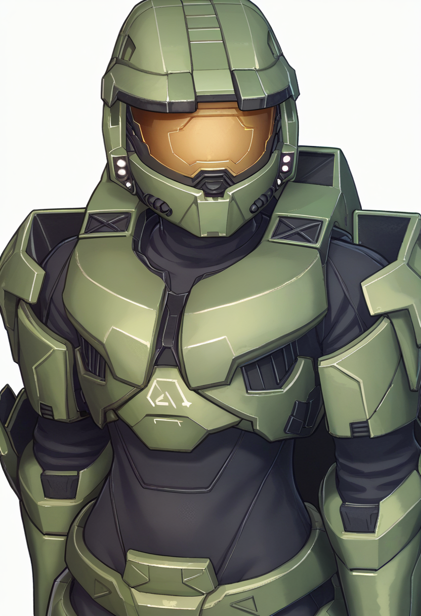 score_9, score_8_up, score_7_up, source_anime BREAK 1girl, solo, <lora:zs_EngagePortraitsXL:1> engageportraits, portrait, white background, <lora:masterchief-halo-richy-v1_pdxl:0.8> masterchief, helmet, visor, power armor