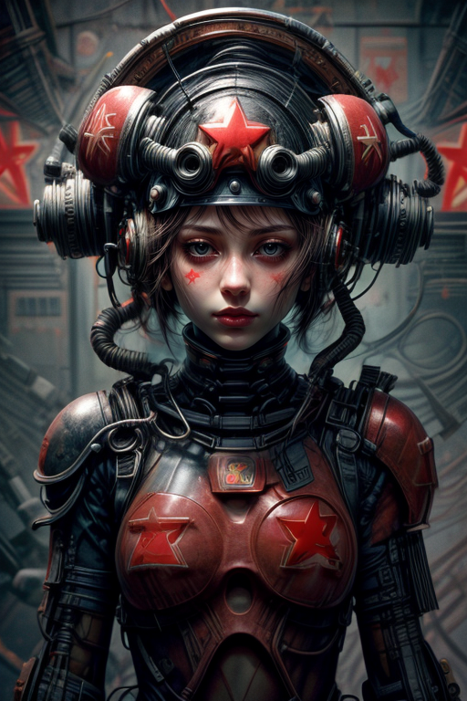 SCI-FI,
cowboy shot,thigh gap,
femenine cyborg,helmet with antenna,mask,armor,
cyberpunk,neon,
high technical room background,
<lora:Concept_-_Hella-sthetic_v2:0.7>,
(USSR,red star \(symbol\):1.5),<lora:Concept_-_More_Details_v1.0:1>,, intricate, elegant, highly detailed, symmetry, magical atmosphere, sharp focus, majestic, very coherent, radiant, advanced, cinematic, artistic, fine detail, winning, beautiful, stunning, dramatic light, designed, rich deep colors, perfect professional background, ambient, tailored set composition