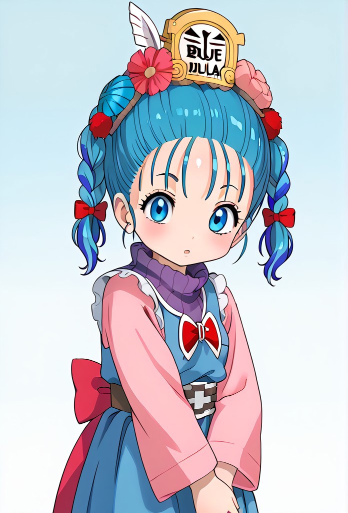 (1girl, solo, multicolored hair, , , Technoblade, bulm4_0r1g1n4l_0ut1f1t, pink clothe, blue eyes, blue hair, bow on head:1.3), a pearlescent figure in Stonehenge, masterpiece, best quality, high res, illustration, extremely detailed, 8k, wallpaper