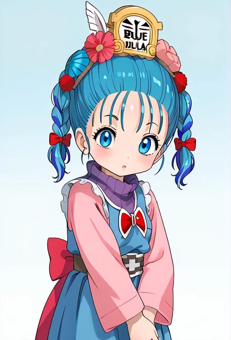 (1girl, solo, multicolored hair, , , Technoblade, bulm4_0r1g1n4l_0ut1f1t, pink clothe, blue eyes, blue hair, bow on head:1.3), a pearlescent figure in Stonehenge, masterpiece, best quality, high res, illustration, extremely detailed, 8k, wallpaper