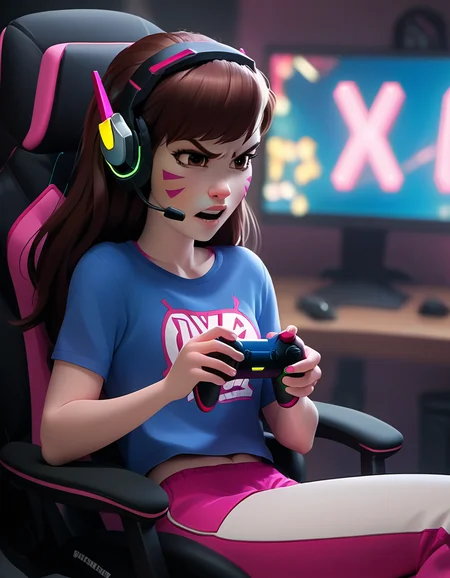score_9, score_8_up, score_7_up, score_6_up, score_5_up, score_4_up
<lora:disney3d-ponyxl:0.9>
d.va, angry, headset,  gaming chair, holding game controller, computer, neon lights
