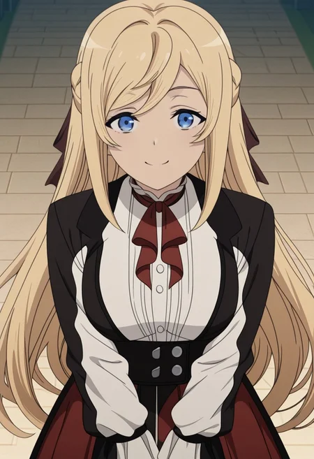 Ariel_Anemoi_Asura,Outfit1,1girl,solo,standing,smiling,looking at viewer,anime screencap,masterpiece,amazing quality,best quality