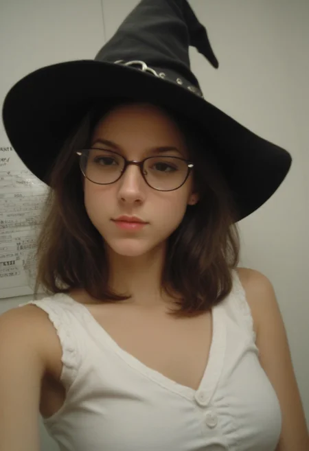 score_9, score_8_up, score_7_up,amateur, reddit, polaroid photography, 1girl, glasses,
breasts,(((pointy witch hat))), sexy witch costume, dynamic sexy pose
BREAK
dramatic angle, unique perspective, unique angle,